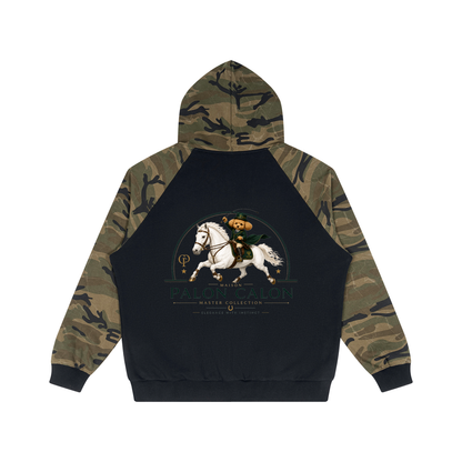 ユニセックス カモスプライス ラグラン ジップフーディー — Unisex Camo-Splice Raglan Zip Hoodie