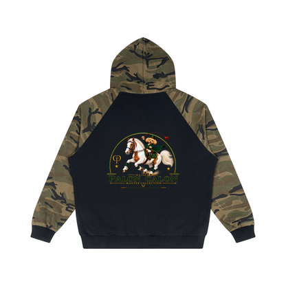 EQUESTRIAN CALON | ユニセックス カモスプライス ラグラン ジップフーディー — Unisex Camo-Splice Raglan Zip Hoodie