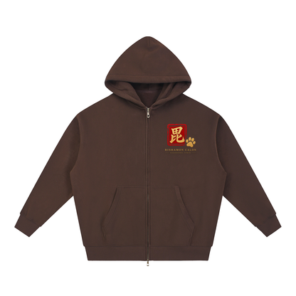 KAGURAZAKA | オーバーサイズ フリース ボクシー フーディー毘沙門 | Oversized Fleece Boxy Hoodie
