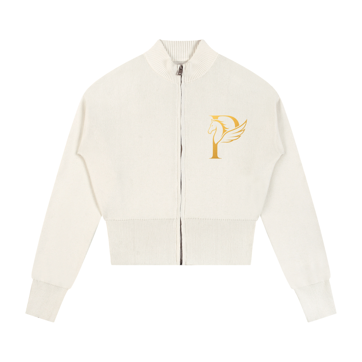 ウィメンズ モックネック ジップアップ カーディガン — Women's Mock Neck Zip-Up Cardigan