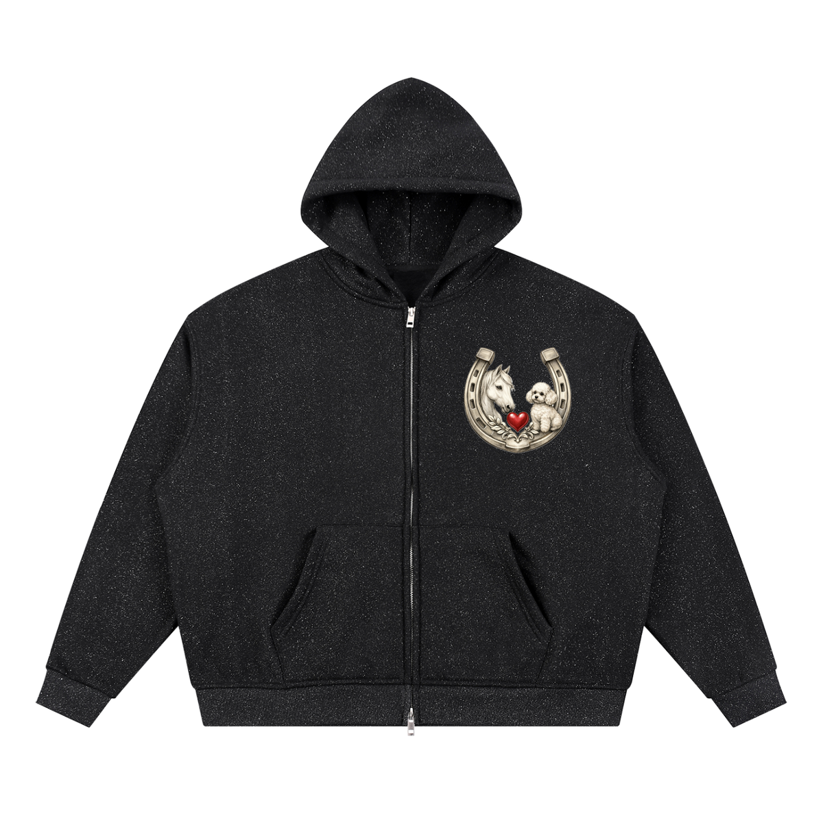 EQUESTRIAN CALON | スパークルズ フルジップ ボクシーフーディー（ユニセックス）/ Unisex Sparkles Full-Zip Boxy Hoodie