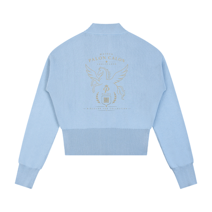 ウィメンズ モックネック ジップアップ カーディガン — Women's Mock Neck Zip-Up Cardigan