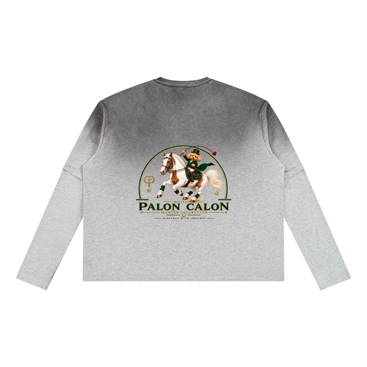 EQUESTRIAN CALON | ユニセックス ヴィンテージウォッシュ レイヤード ロングスリーブ Tシャツ — Unisex Vintage Wash Layered Long-Sleeve T-Shirt