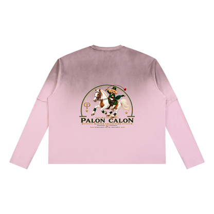 EQUESTRIAN CALON | ユニセックス ヴィンテージウォッシュ レイヤード ロングスリーブ Tシャツ — Unisex Vintage Wash Layered Long-Sleeve T-Shirt