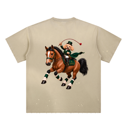 EQUESTRIAN CALON | ハンドフレイヤード サンフェード ペイントスプラッター Tシャツ / Hand-Frayed Sunfade Paint Splatter T-Shirt