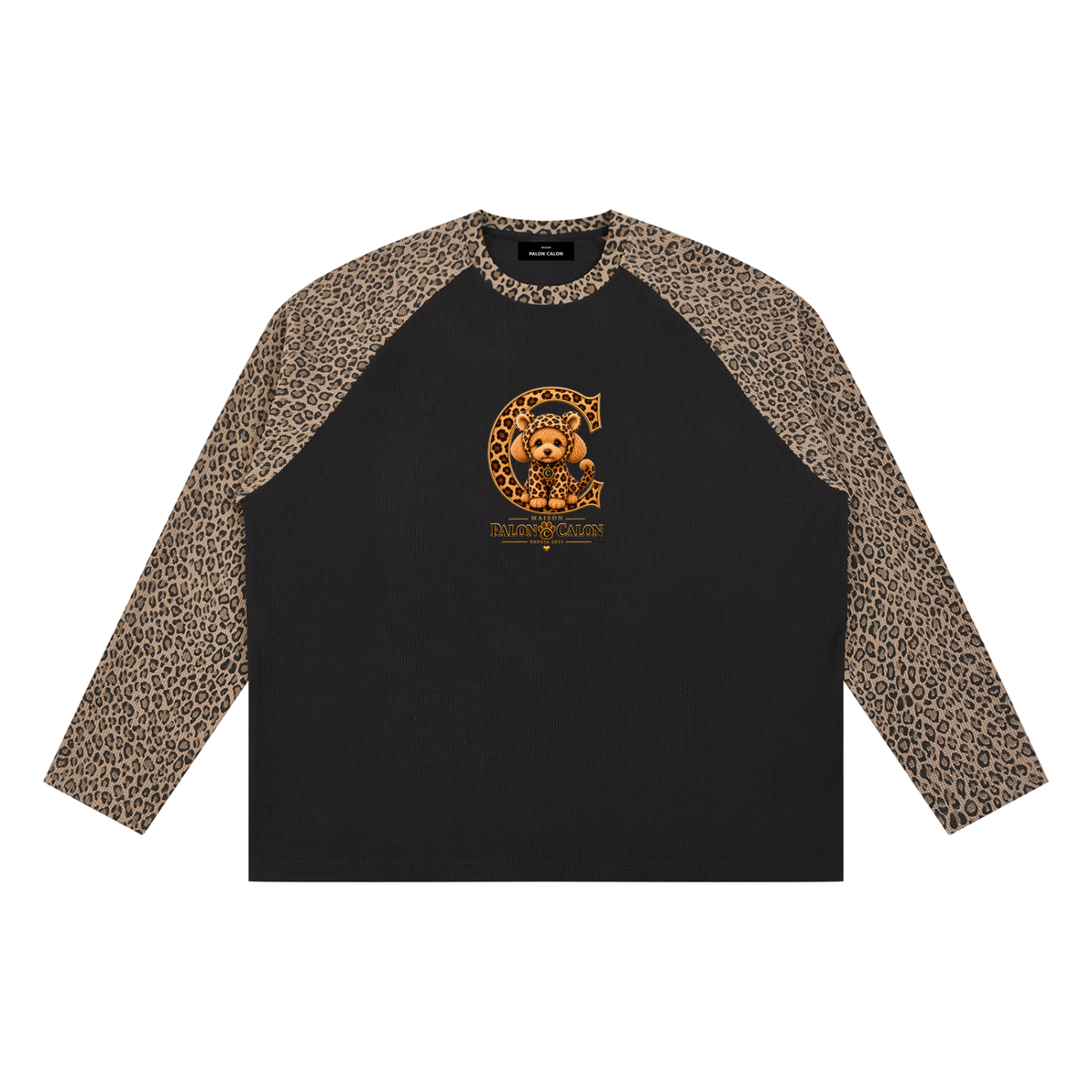 LEOPARD | レオパード柄 パネル ラグランスリーブ Tシャツ（ユニセックス）/ Unisex Leopard Panel Raglan Sleeve T-Shirt