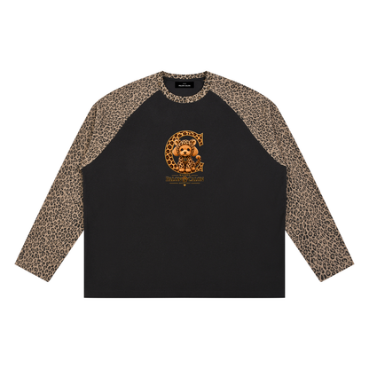 LEOPARD | レオパード柄 パネル ラグランスリーブ Tシャツ（ユニセックス）/ Unisex Leopard Panel Raglan Sleeve T-Shirt