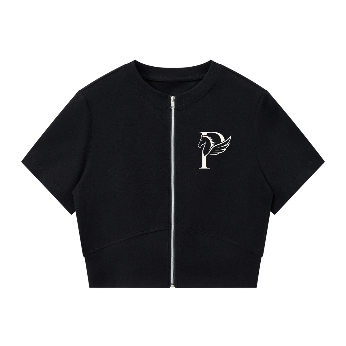 EQUESTRIAN CALON | ウィメンズ パネリング フルジップ クロップT — Women's Paneling Full-Zip Crop T-Shirt