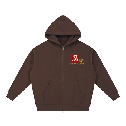 KAGURAZAKA | オーバーサイズ フリース ボクシー フーディー忍者 | Oversized Fleece Boxy Hoodie