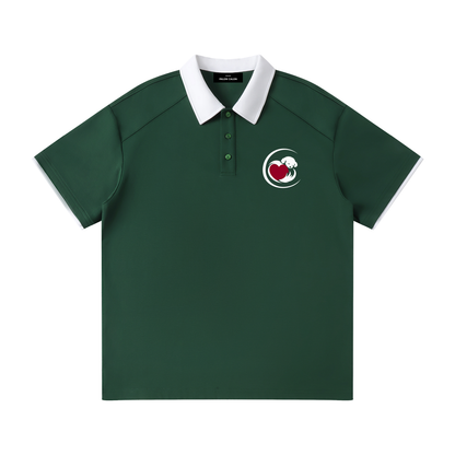 Contrast Collar Raglan Polo Shirt