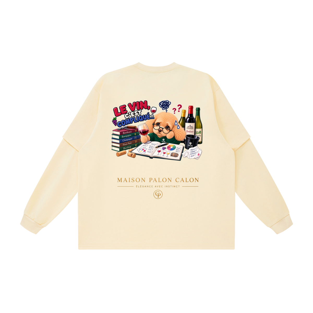 WINE SCHOLAR CALON | レイヤード オーバーサイズ Tシャツ（ユニセックス）/ Unisex Layered Oversized T-Shirt