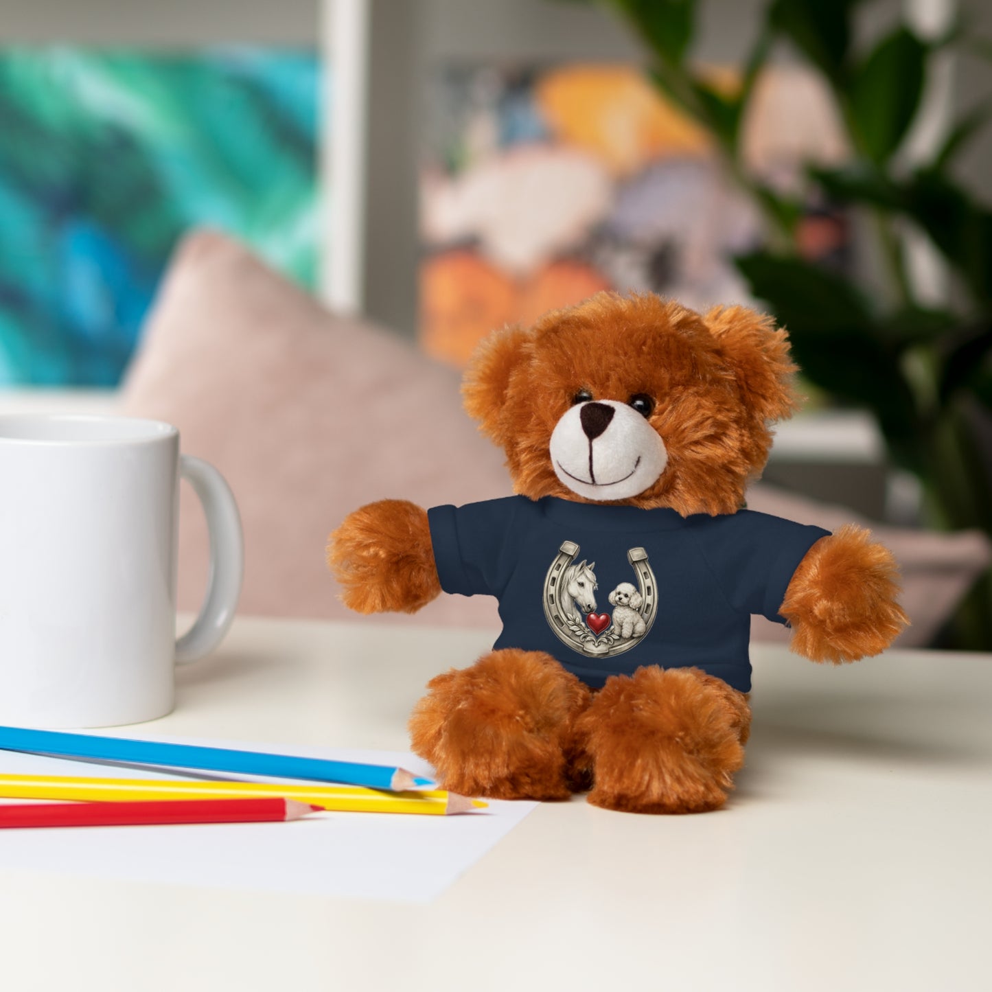 Brown Teddy Bear with Horseshoe Tee — Lucky Love Plush Gift