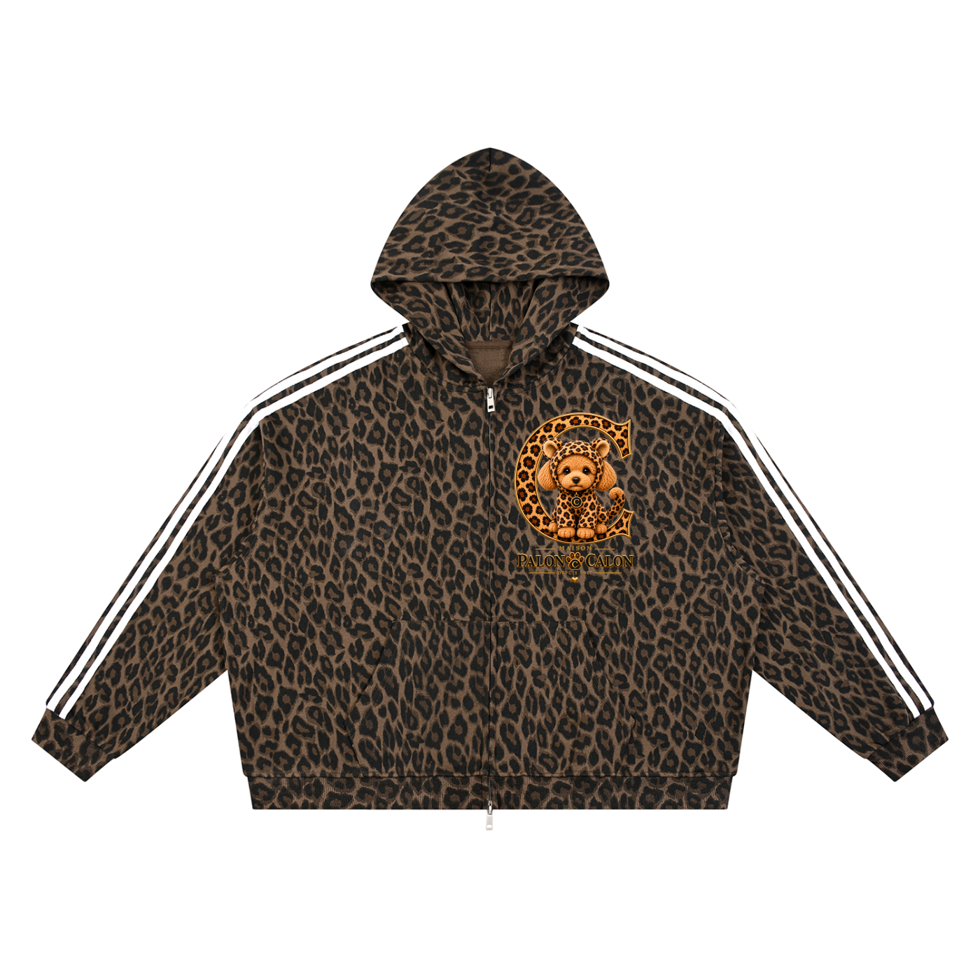 Unisex Leopard Full Zip Hoodie
