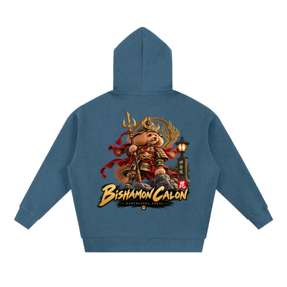KAGURAZAKA | オーバーサイズ フリース ボクシー フーディー毘沙門 | Oversized Fleece Boxy Hoodie