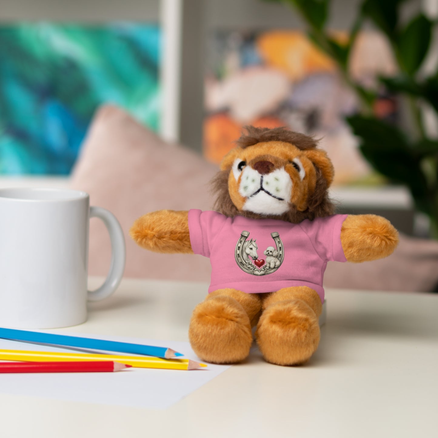 Brown Teddy Bear with Horseshoe Tee — Lucky Love Plush Gift