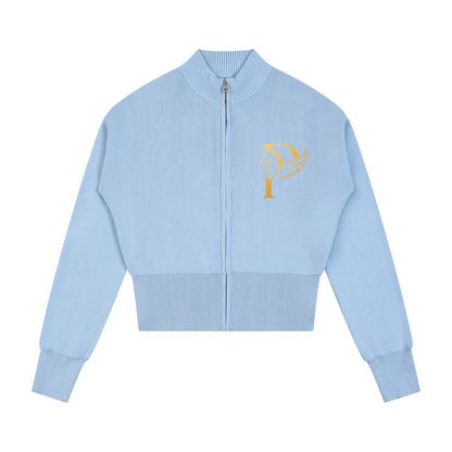 ウィメンズ モックネック ジップアップ カーディガン — Women's Mock Neck Zip-Up Cardigan