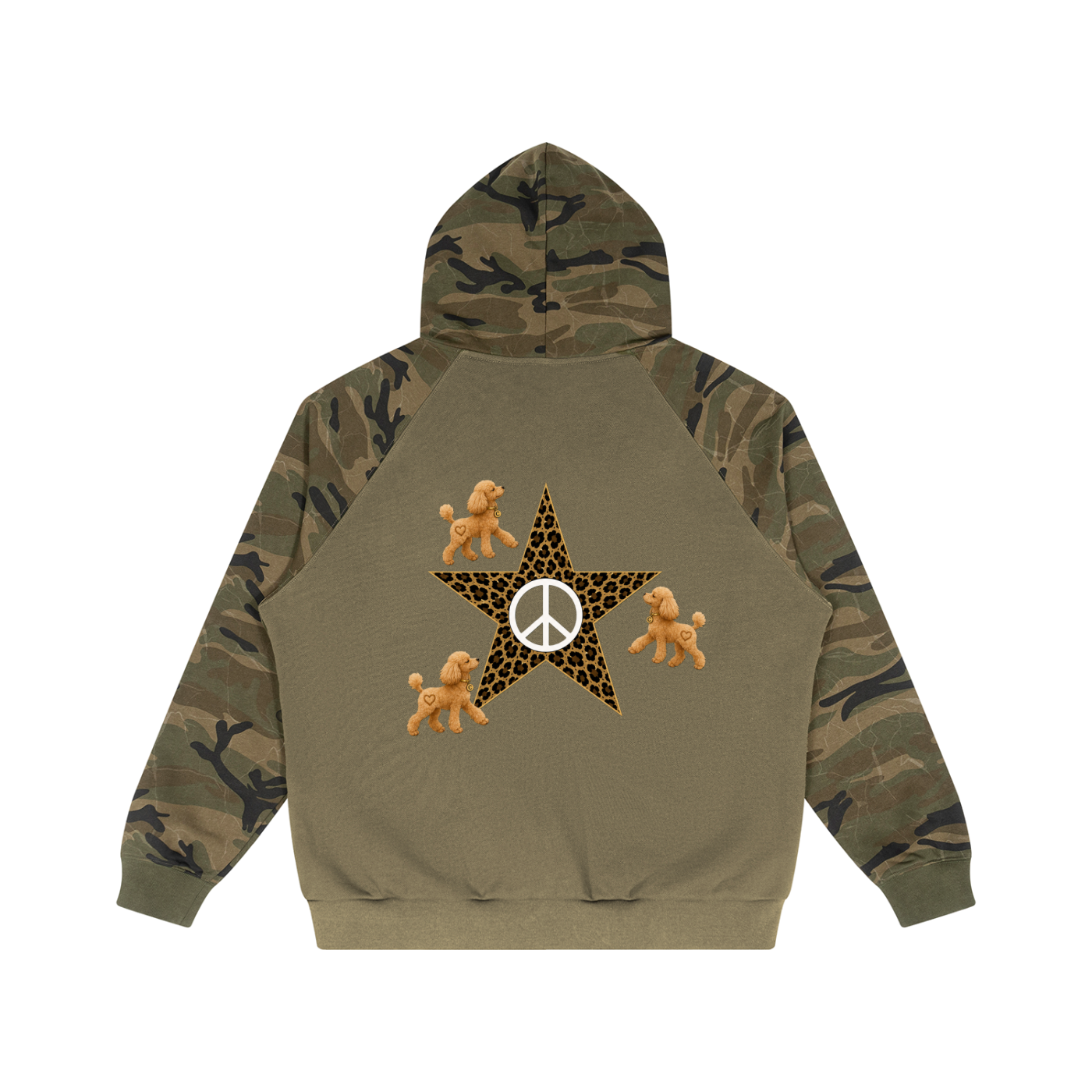 ユニセックス カモスプライス ラグラン ジップパーカ — Unisex Camo-Splice Raglan Zip Hoodie