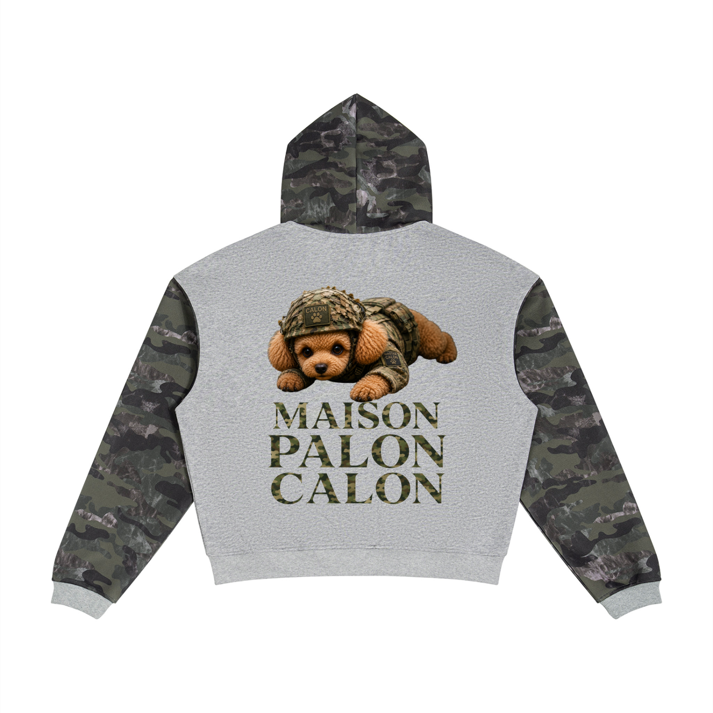 Unisex Colorblock Camo Full Zip Boxy Hoodie