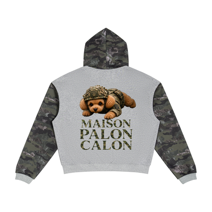 Unisex Colorblock Camo Full Zip Boxy Hoodie