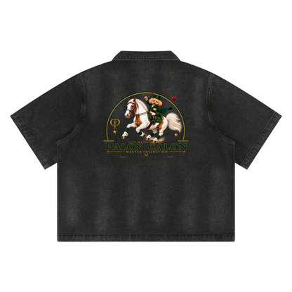 EQUESTRIAN CALON | ユニセックス ヴィンテージウォッシュ フルジップ デニムシャツ