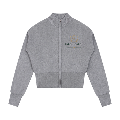 EQUESTRIAN CALON | ウィメンズ モックネック ジップアップ カーディガン — Women's Mock Neck Zip-Up Cardigan