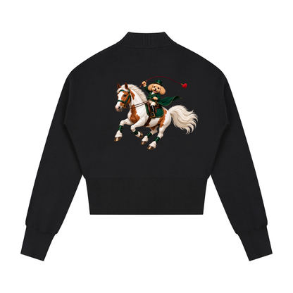 EQUESTRIAN CALON | ウィメンズ モックネック ジップアップ カーディガン — Women's Mock Neck Zip-Up Cardigan