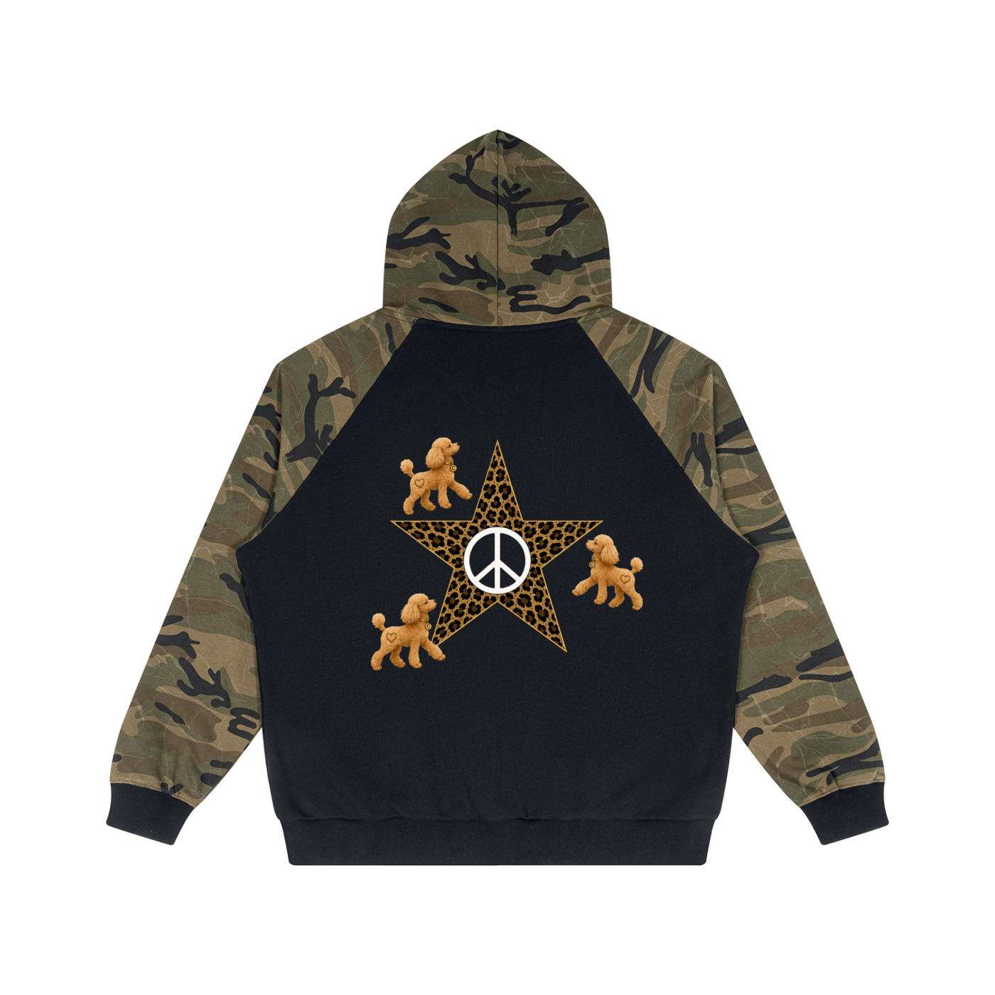 ユニセックス カモスプライス ラグラン ジップパーカ — Unisex Camo-Splice Raglan Zip Hoodie