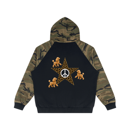 ユニセックス カモスプライス ラグラン ジップパーカ — Unisex Camo-Splice Raglan Zip Hoodie