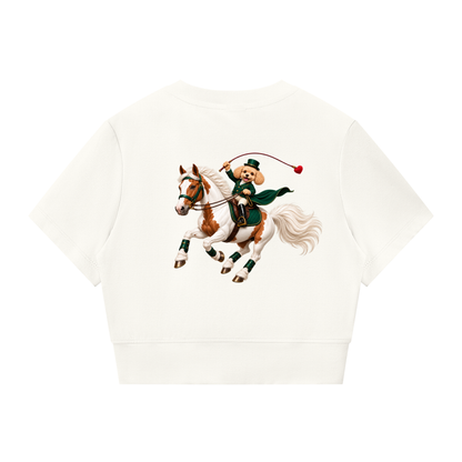 EQUESTRIAN CALON | ウィメンズ パネリング フルジップ クロップT — Women's Paneling Full-Zip Crop T-Shirt
