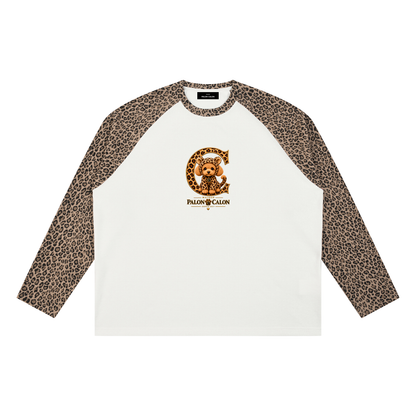 LEOPARD | レオパード柄 パネル ラグランスリーブ Tシャツ（ユニセックス）/ Unisex Leopard Panel Raglan Sleeve T-Shirt