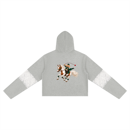 EQUESTRIAN CALON | レースパネルクロップドフーディー（レディース） / Women's Cropped Lace-Panel Hoodie
