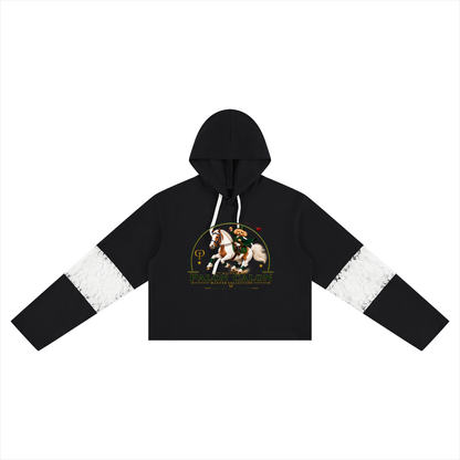 EQUESTRIAN CALON | レースパネルクロップドフーディー（レディース） / Women's Cropped Lace-Panel Hoodie