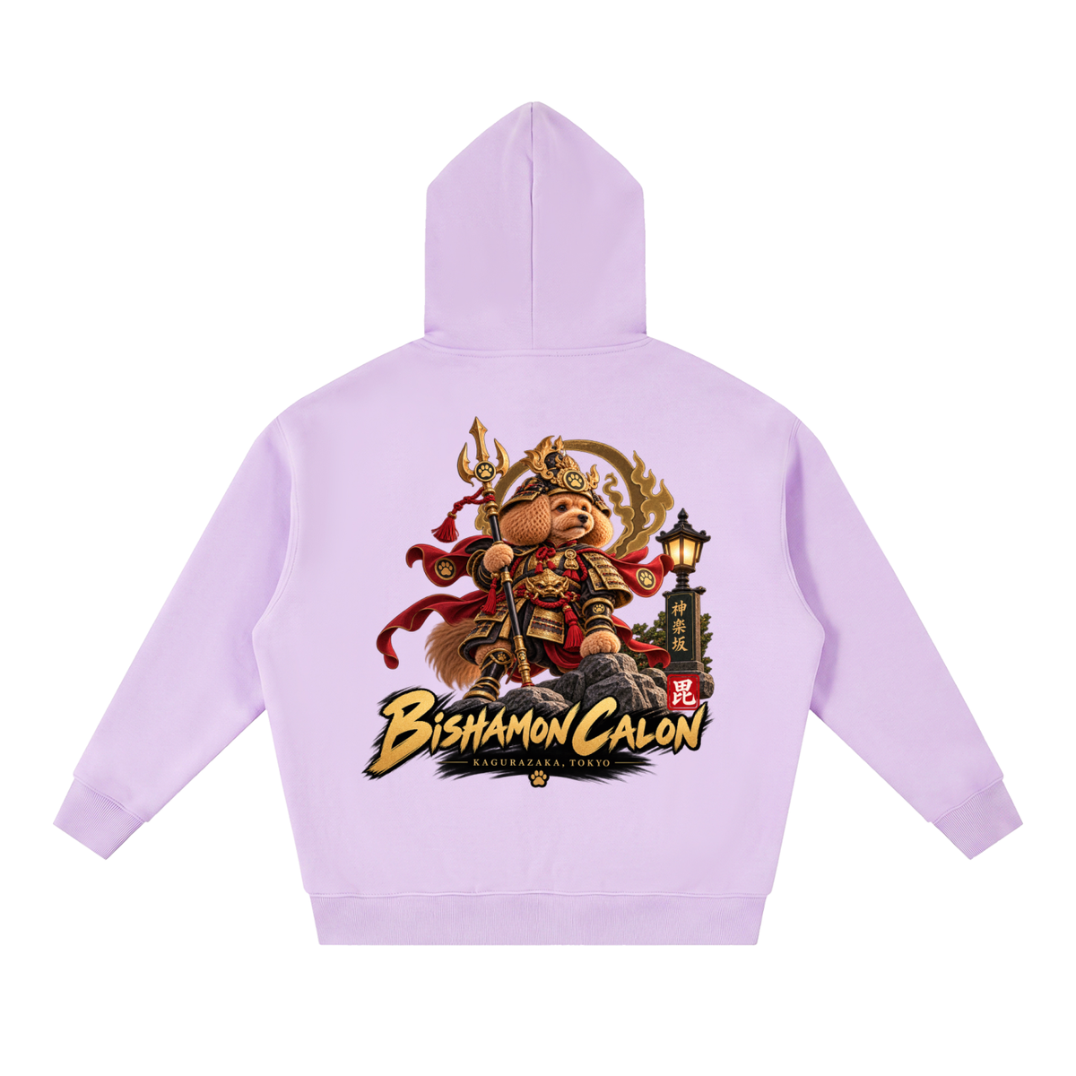 KAGURAZAKA | オーバーサイズ フリース ボクシー フーディー毘沙門 | Oversized Fleece Boxy Hoodie
