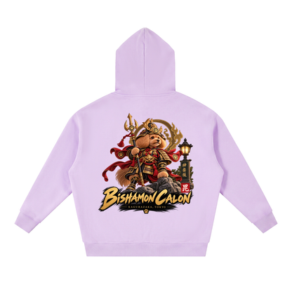KAGURAZAKA | オーバーサイズ フリース ボクシー フーディー毘沙門 | Oversized Fleece Boxy Hoodie