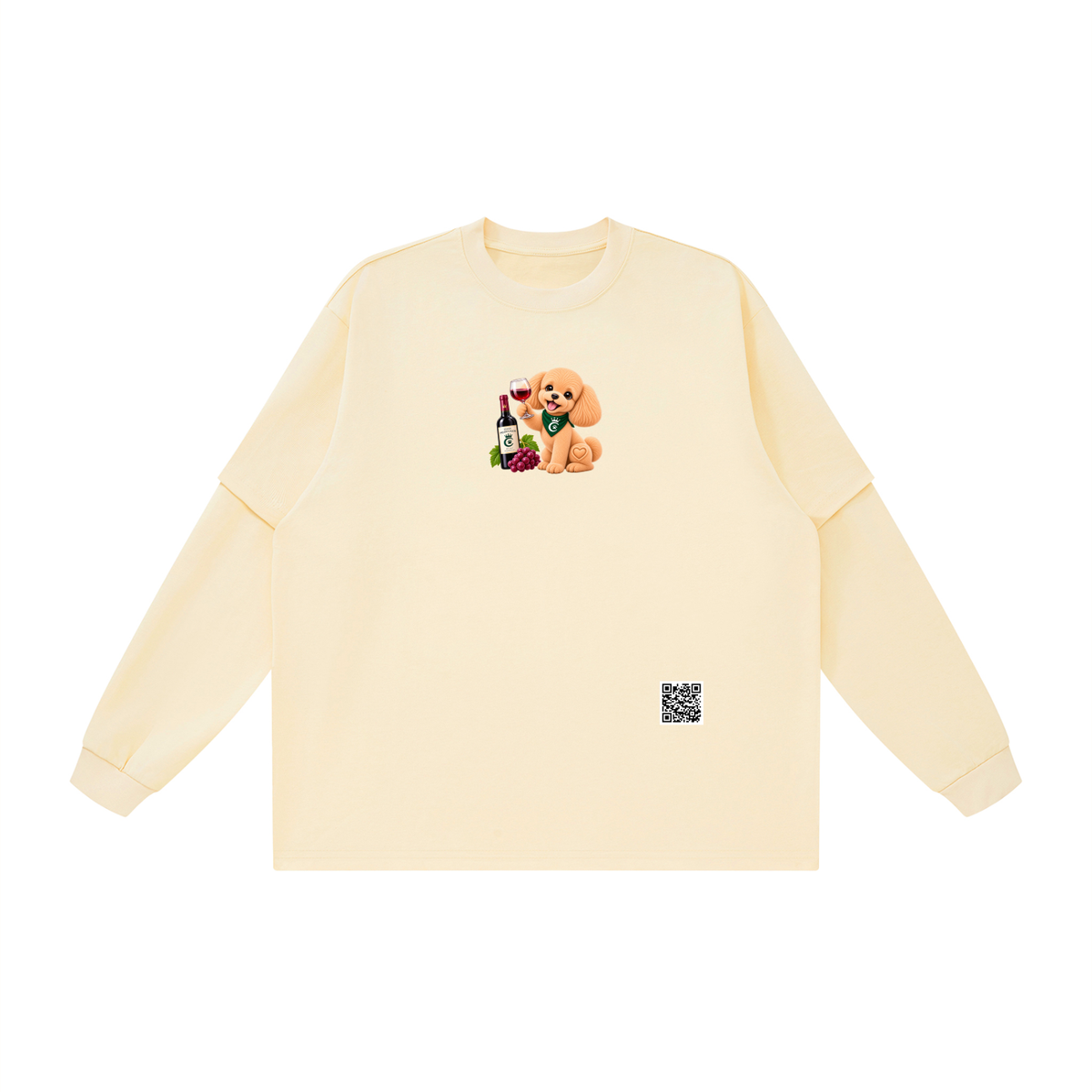 WINE SCHOLAR CALON | レイヤード オーバーサイズ Tシャツ（ユニセックス）/ Unisex Layered Oversized T-Shirt
