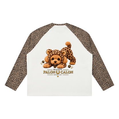 LEOPARD | レオパード柄 パネル ラグランスリーブ Tシャツ（ユニセックス）/ Unisex Leopard Panel Raglan Sleeve T-Shirt