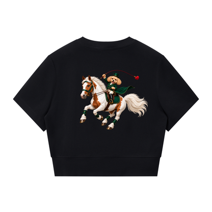 EQUESTRIAN CALON | ウィメンズ パネリング フルジップ クロップT — Women's Paneling Full-Zip Crop T-Shirt