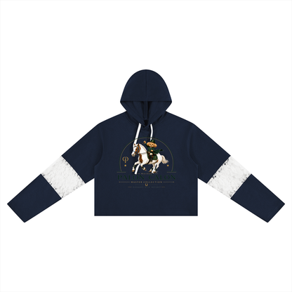 Women’s Cropped Lace-Panel Hoodie