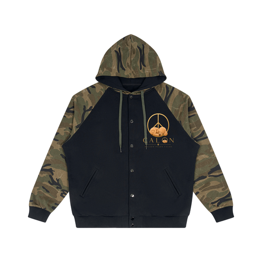 ユニセックス カモスプライス ラグラン ジップパーカ — Unisex Camo-Splice Raglan Zip Hoodie