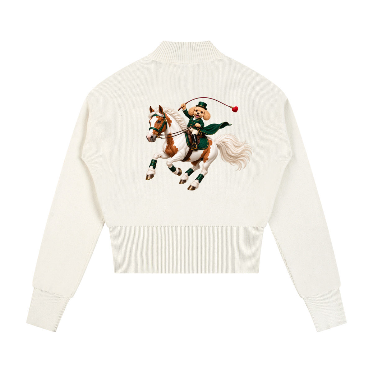 EQUESTRIAN CALON | ウィメンズ モックネック ジップアップ カーディガン — Women's Mock Neck Zip-Up Cardigan