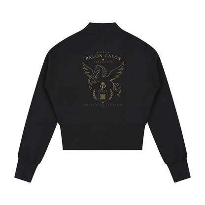 ウィメンズ モックネック ジップアップ カーディガン — Women's Mock Neck Zip-Up Cardigan