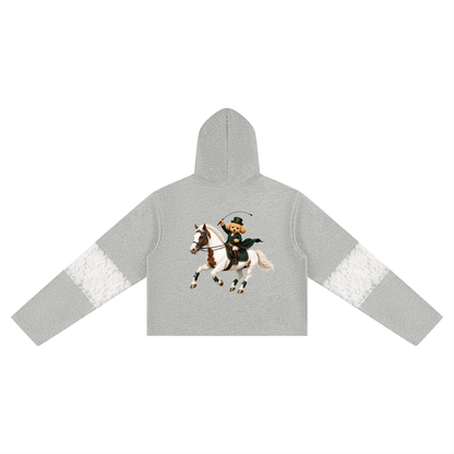 Women’s Cropped Lace-Panel Hoodie