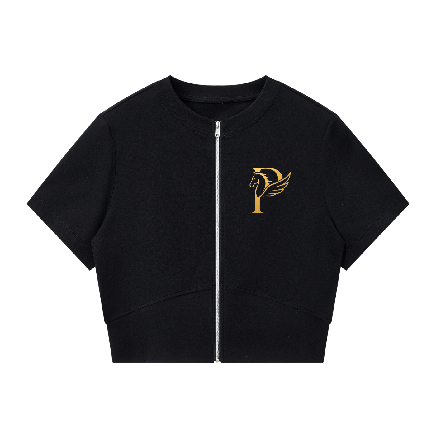 ウィメンズ パネリング フルジップ クロップT — Women's Paneling Full-Zip Crop T-Shirt