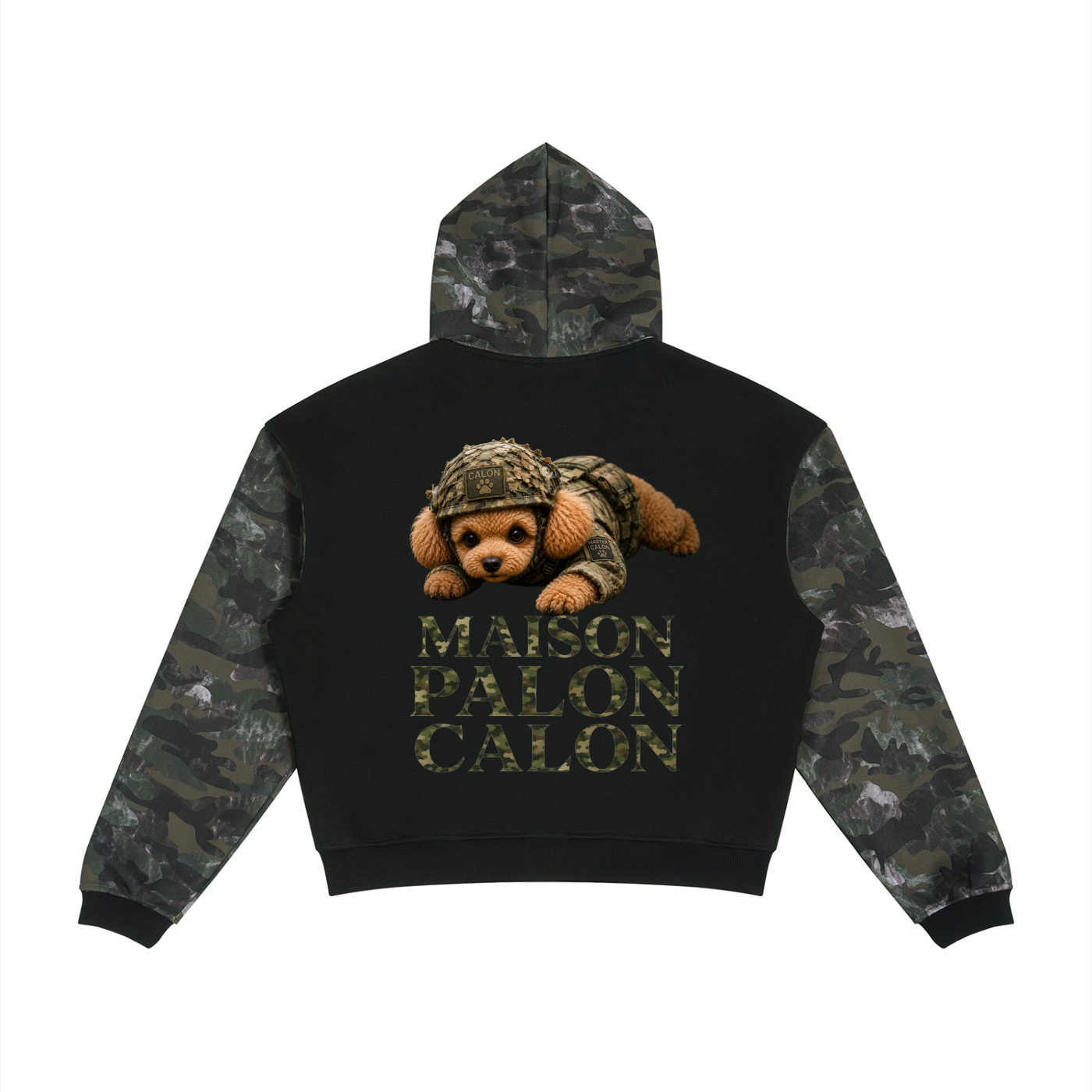 Unisex Colorblock Camo Full Zip Boxy Hoodie