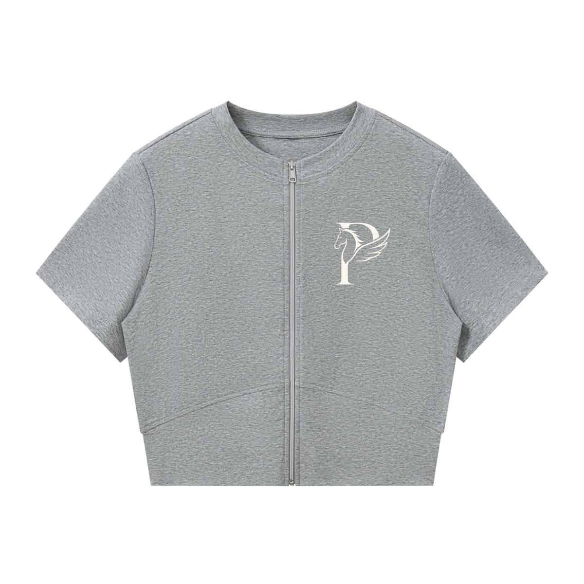 EQUESTRIAN CALON | ウィメンズ パネリング フルジップ クロップT — Women's Paneling Full-Zip Crop T-Shirt