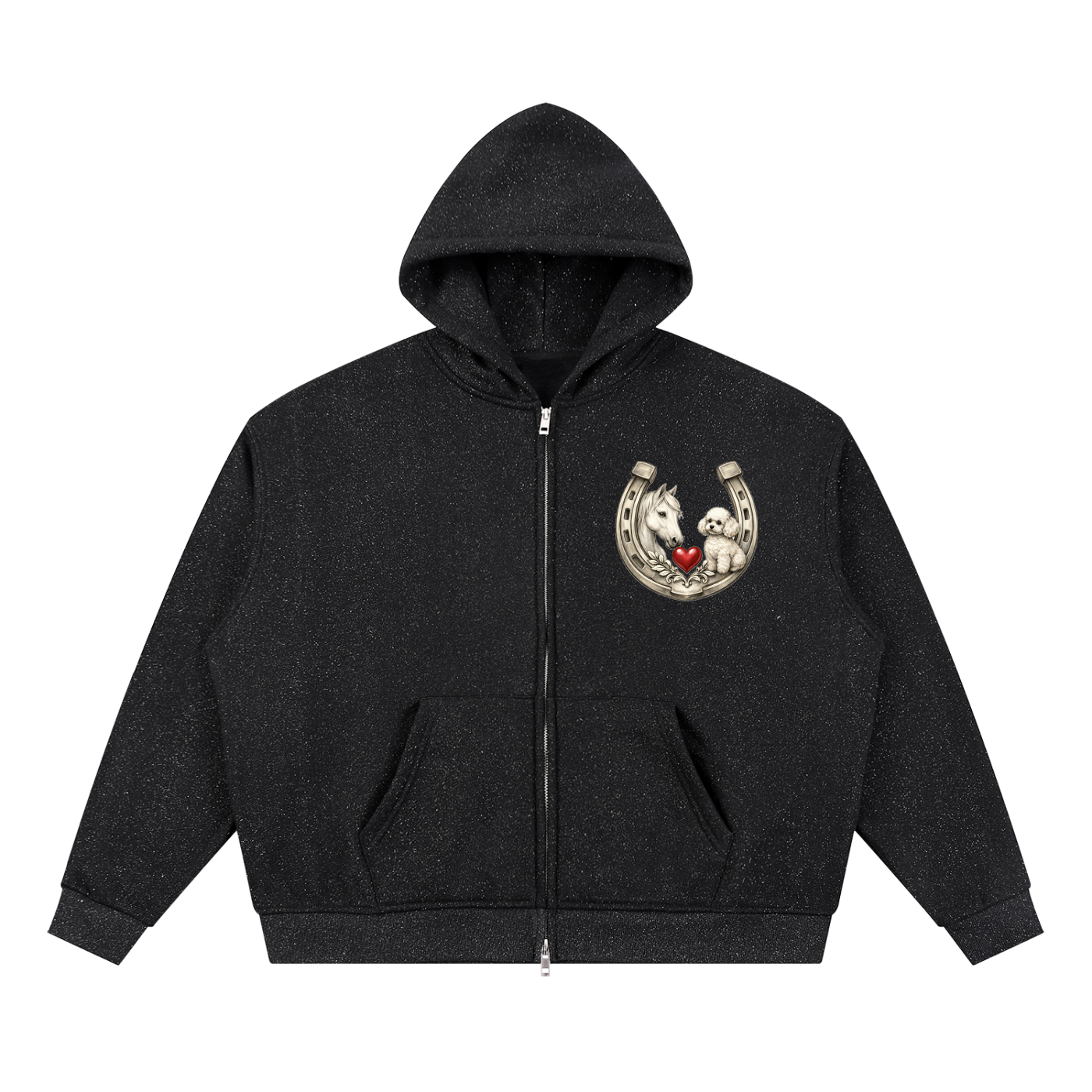 Unisex Sparkles Full Zip Boxy Hoodie