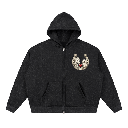 Unisex Sparkles Full Zip Boxy Hoodie