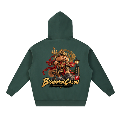 KAGURAZAKA | オーバーサイズ フリース ボクシー フーディー毘沙門 | Oversized Fleece Boxy Hoodie