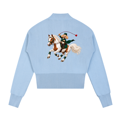 EQUESTRIAN CALON | ウィメンズ モックネック ジップアップ カーディガン — Women's Mock Neck Zip-Up Cardigan