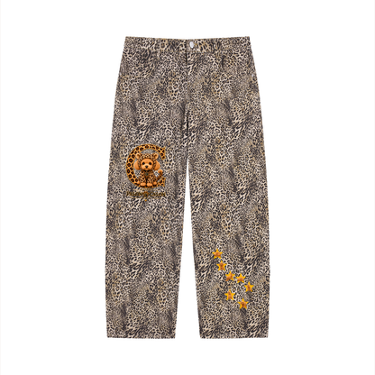 LEOPARD | ヴィンテージウォッシュ レオパード ワイドレッグパンツ — ユニセックス